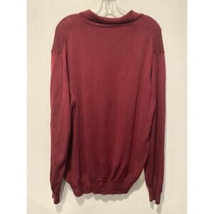 Black Brown 100% Merino Wool Collared Henley Sweater Burgundy Made in Italy